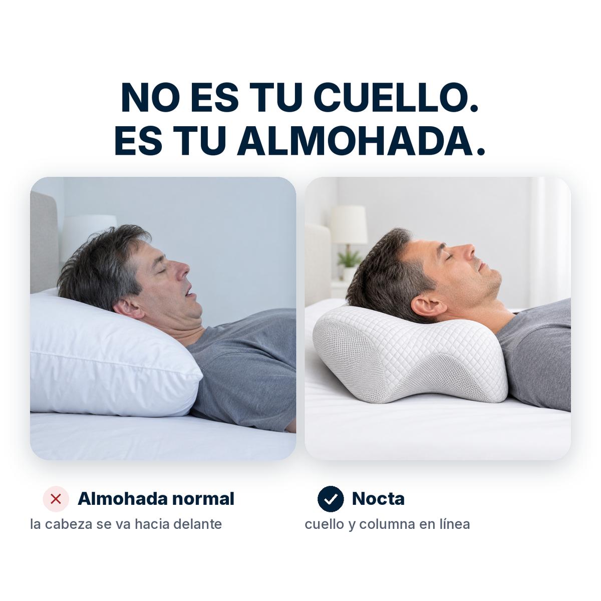 Almohada normal frente a Nocta: el cuello en línea