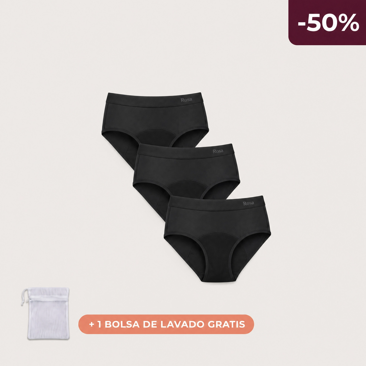 Rosa's Invisible — Bragas Antifugas Sin Costuras (Pack de 3)