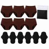 12 sztuk: 6 par majtek + 6 wkładek / Elegancka mokka / XS