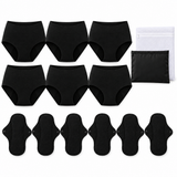 12 pezzi: 6 slip + 6 assorbenti / Nero mezzanotte / XS